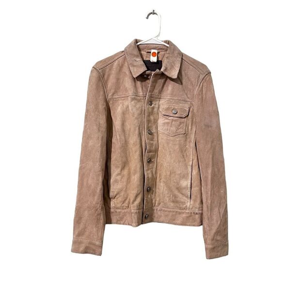 AllSaints Men's Dusty Beige Suede Chorley Jacket Size XS Casual Tailored Fit - Picture 1 of 9